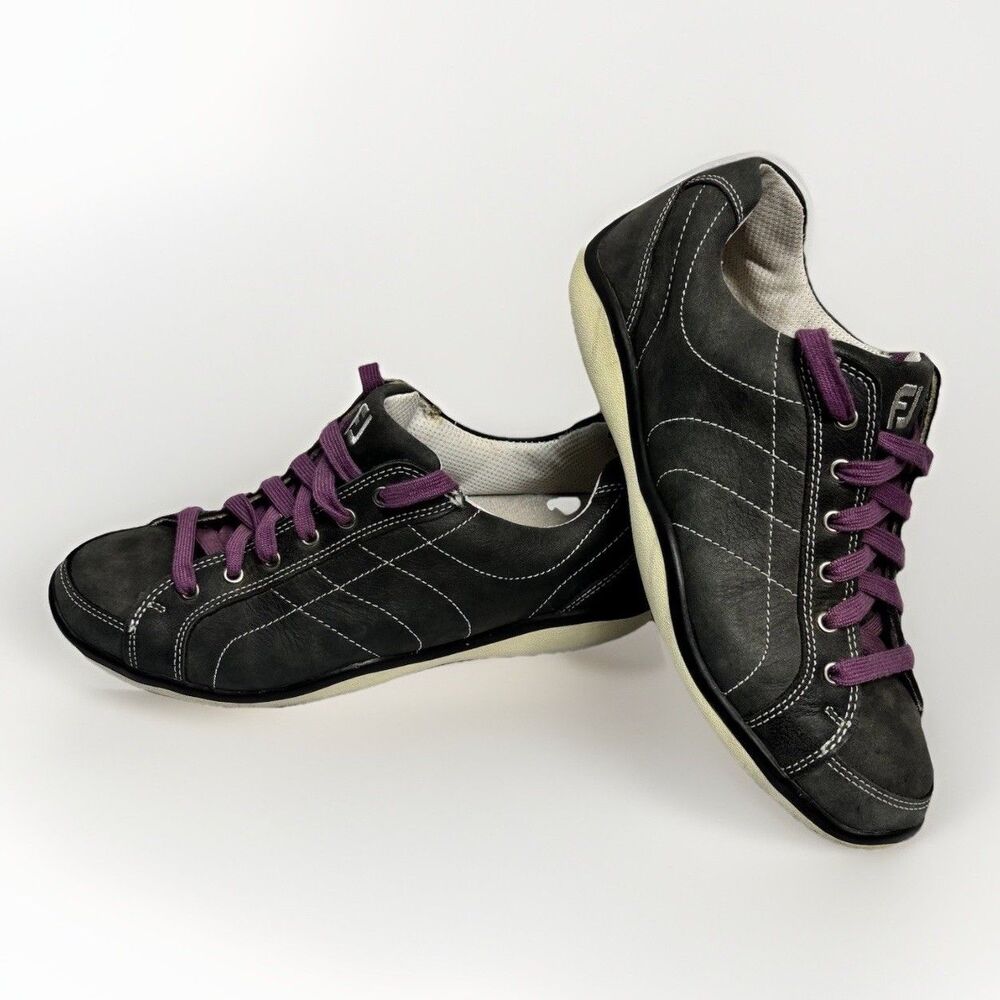 FootJoy LoPro Collection Shoes Womens 6.5 M Spikeless Golf Sneakers Purple Laces